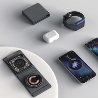 Pengisi Daya Nirkabel 2 in 1 Pengisian Cepat Nirkabel Tipe C Ponsel Pintar Earphone Hitam Putih 12 Bulan