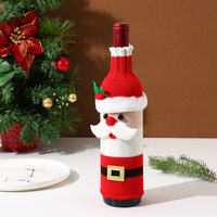Housse de bouteille de vin en polyester tricoté réutilisable Junnuo, motif Père Noël, bonhomme de neige, renne, dessin animé, avec cordon de serrage, pour décoration de table de Noël