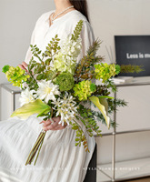 QiYing Victory Französischer Stil Natürlicher Künstlicher Seidenblumenstrauß Rose Lilie Handgefertigt Designer-Inspiriert Hotel Heim Dekoration