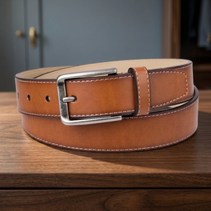 BS INTERNATIONAL Handcrafted <b>Men's</b> Formal Party <b>Belts</b> Premium Quality Cow Hide Steel Square Pin Buckle Eco-Friendly Waterproof - Product Image 1