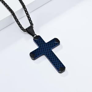 Men's Stainless Steel <b>Cross</b> Pendant Necklace Two Tone Design Minimalist Style Fashion Jewelry For Everyday Wear - Product Image 3