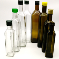Bouteille en verre d'huile d'olive transparent, pour cuisine, sauce soja, distributeur de vinaigre, cruet avec couvercle, de 100ml 150ml 500ml 750ml