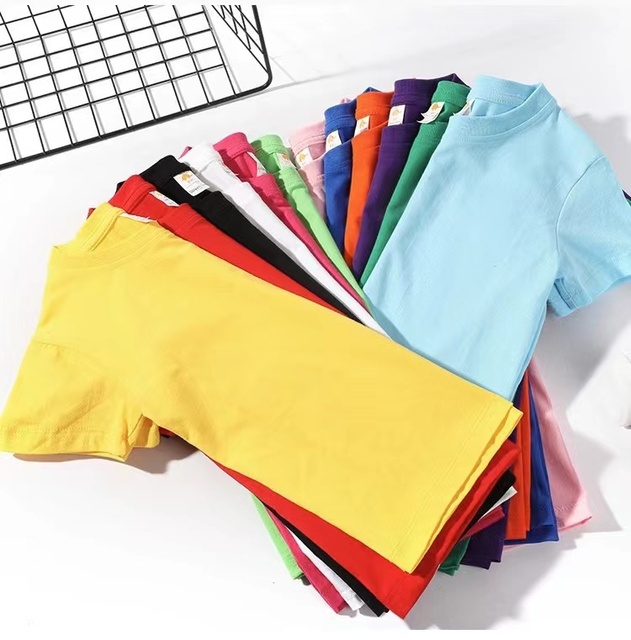 High Quality White Solid Blank 180gsm Regular Fit Short Sleeve Children's Wholesale Plain T-Shirt 100% Cotton for Boys Girl Kids