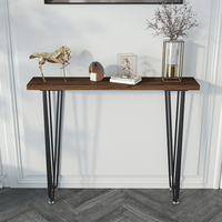 Console contemporaine américaine en bois massif, table d'appoint moderne et simple avec bande en fer forgé, longue et étroite, pour entrée, mur latéral, maison, chambre