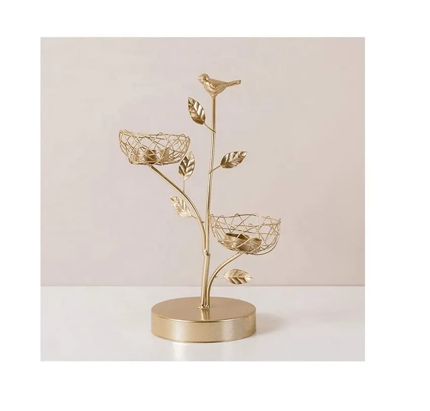 Iron Wire Table Top Decor Bird Nest Tealight Holder On Stand At Wholesale Price. A Perfect Gift For Christmas