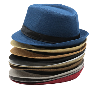 Toptan toplu hasır fötr şapka yazlık hasır şapka ekose Fedora şapka - Product Image 1