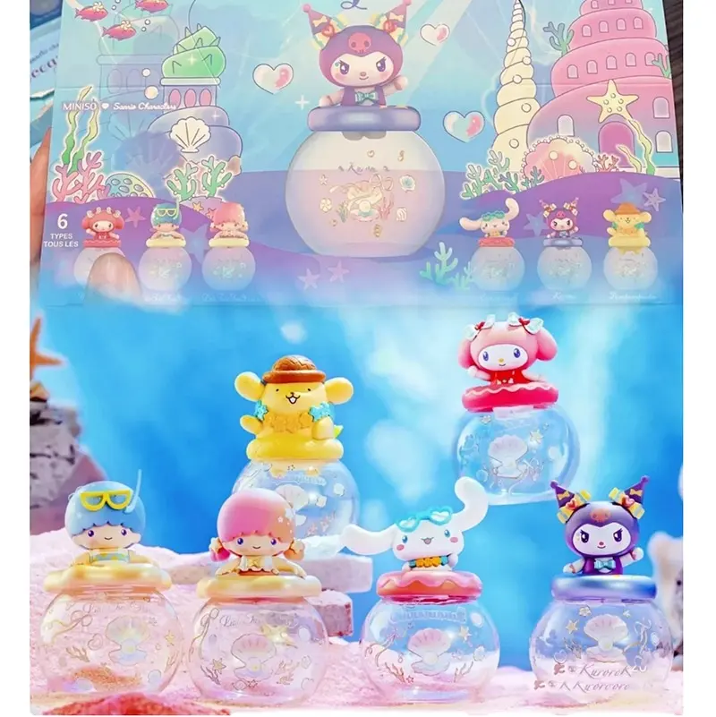 Sanrio Ocean Pearl Series toy Melody Yugui Dog Kulomi swimming ring PVC toy Sanrio Paca dog doll cake ornaments