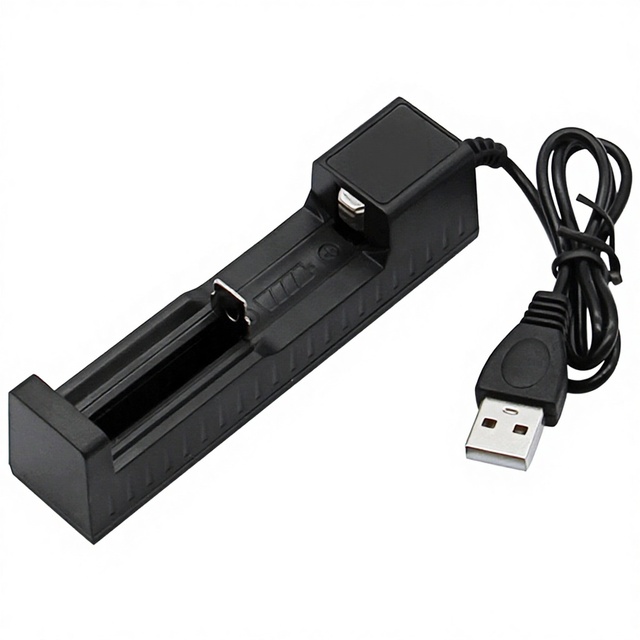 USB Single-Slot Charger for 26650/18650/21700 Lithium Batteries with LED Illumination DC 3.7V 0.5A Output