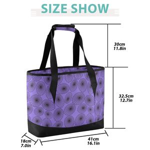 Hawaii Purple Opihi Shell Large Capacity Thermal Tote Bag with Zipper Closure Insulated Grocery Bag Reusable Food Delivery Bag - Product Image 6