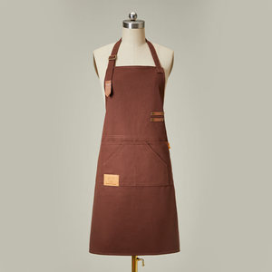 Cotton Coarse-Textured Stain Resistant <b>Apron</b> With Pockets For Restaurant Bar Use Earthy Yellow Color - Product Image 2