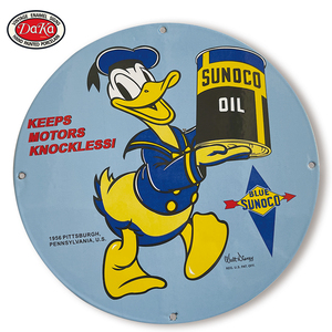 Plaque en émail de porcelaine Sunoco Oil avec motif animal de dessin animé rétro américain - Product Image 1