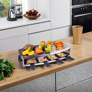 <span class=keywords><strong>Plancha</strong></span> Eléctrica de Hierro <span class=keywords><strong>para</strong></span> 8 Personas, Raclette, Parrilla <span class=keywords><strong>para</strong></span> Queso y BBQ, Diseño de Placa de <span class=keywords><strong>Piedra</strong></span>, Superficie Antiadherente, Apagado Automático - Product Image 1