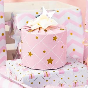 Pink girl-themed golden star dot gift box pattern lithographed <b>paper</b> <b>wrapping</b> <b>paper</b> for girl baby shower birthday party wedding - Product Image 1