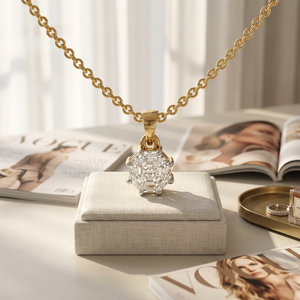 Collier pendentif de luxe en or plaqué avec diamant de laboratoire taillé fantaisie classique, certifié IGI, bijoux fins, cadeau pour femmes - Product Image 3