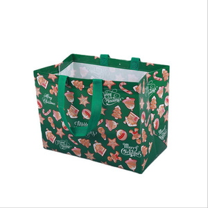 Sacs fourre-tout pliables personnalisés en non-tissé pour Noël, extra grands, motif léopard, réutilisables, imperméables, avec poignées, pour publicité, cadeaux, courses - Product Image 5