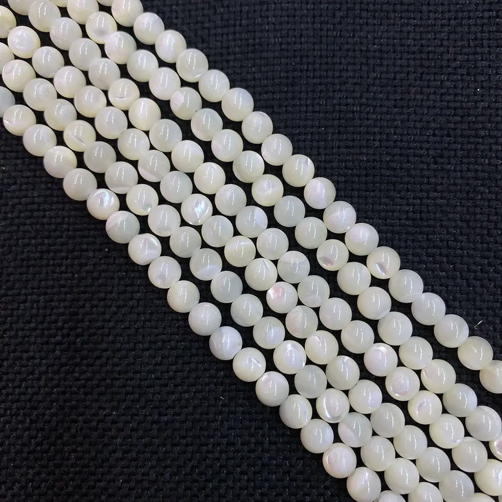 Natural Shell Horseshoe Screw Beads White Flesh Color 2-6mm Round Ball Loose Beads DIY Jewelry Wholesale