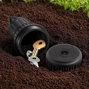 Key Concealer With Cover Simulated Sprinkler Head Key Storage Box Black Round Floor Type Large Capacity Anti Loss Decorative - Product Image 3