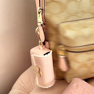 Custom Silicone Bow Purse Sanitizer Holder Keychain Lipstick Holder Pink Bath Body Works Snap Case <strong>PocketBac</strong> Sanitizer Holder - Product Image 5