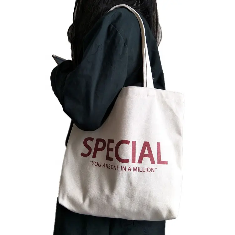 Personalized Logo Canvas Fabric Tote Bag Custom Logo For Business Printing Shopping Bag Reusable Women Cotton Bag With Zipper