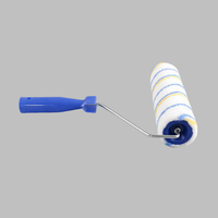 Rouleau à peinture professionnel pas cher 9 pouces, jaune et bleu rayé avec manche bleu