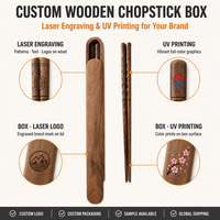 Baguettes en bois réutilisables avec boîte en noyer, étui portable pour baguettes avec couvercle coulissant, ensemble de couverts pour la maison, le bureau et l'extérieur, idéal comme cadeau