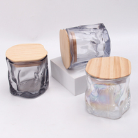 Vente en gros multicolores 6oz 10oz 14oz bricolage cire de soja récipient en verre bougeoirs lanternes et bocaux avec couvercles en métal en bois de bambou