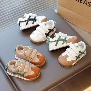 Nouvelles chaussures de sport basses à rayures vert kaki/noir/beige vert pour garçons et filles, chaussures en cuir Forrest Gump pour enfants - Product Image 3