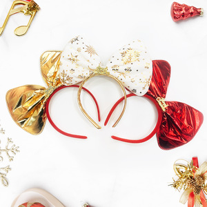 DAMAI Nouveau style serre-tête de Noël pour filles, accessoires pour cheveux avec nœud blanc, or, rouge et vert, accessoires pour cheveux pour fête de Noël - Product Image 2