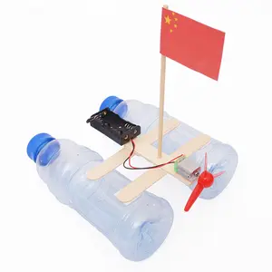 制造商热卖创意科学实验套件Diy组装汽艇模型电动木船学校玩具