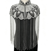 Châle à franges brodé main avec perles, style vintage Yunjian Sari, cape d'épaule pour mariée, mariage, fête, banquet, soirée