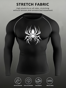 Camiseta Deportiva de Manga Larga para <span class=keywords><strong>Hombre</strong></span>, con Estampado de <span class=keywords><strong>Araña</strong></span>, Cuello Redondo, Secado Rápido, Compresión, Ajuste Delgado, Transpirable, para Correr, Entrenamiento Diario al Aire Libre - Product Image 5