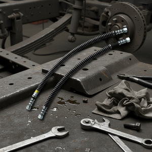 Manguera de Freno Delantera de Acero en Estado Nuevo con Resorte y Tubos Dobles para FORD Cargo 1983-2000 OEM 9C462B544AA - Product Image 3