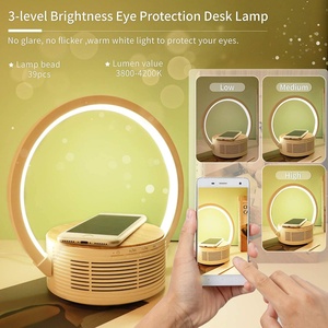 Modern Design Fast Wireless Charger Smart Cordless Table Lamp <b>with</b> Blue Tooth <b>Speaker</b> Shade Touch Control DC Power Supply Blue - Product Image 5