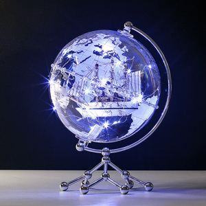 Wellfun Regalos Decorativos, Globo Terráqueo con Velero Integrado, Globo de Cristal Giratorio, Recuerdo Personalizado, Globo Terráqueo Grande con Mapa - Product Image 4