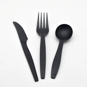 Vendite calde di plastica biodegradabile posate cucchiaio set forchetta per cibo supermercato usa e getta cucchiaio e forchetta