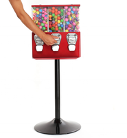Distributeur automatique de bonbons à trois têtes 3-en-1, modèle 2025, durable, pour bonbons et jouets, avec support, paiement par jeton/pièce, pour enfants