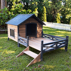 SDD0010 <span class=keywords><strong>Caseta</strong></span> de <span class=keywords><strong>perro</strong></span> de <span class=keywords><strong>madera</strong></span> impermeable sólida clásica ecológica para perros grandes Perrera al aire libre con piso elevado Refugio para cachorros - Product Image 4