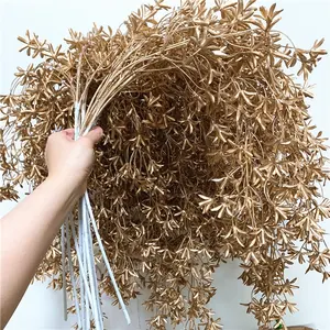 F -1689 Wedding Decoration Plastic Eucalyptus Olive Palm Gold Leaves