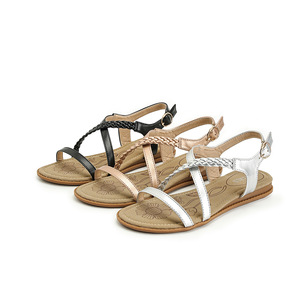 Flat Sandals Women Summer Open Toe Floral Pattern PU Upper Breathable Rubber Outsole Fashion Trend Buckle Closure wholesale - Product Image 5