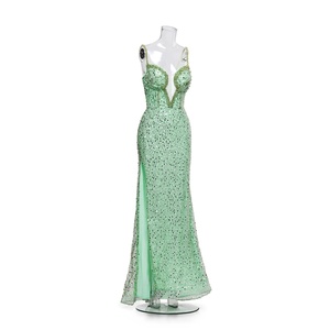 AO2249-5 Vestido Largo Glamuroso en Color Menta Suave con Colocación Estratégica de Pedrerí<span class=keywords><strong>a</strong></span> - Product Image 2