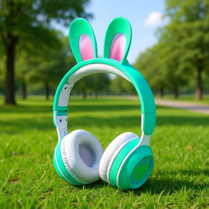 Cuffie Myrva Rabbit verdi, auricolari wireless Bluetooth 5.0 per bambini, per uso esterno - Product Image 2