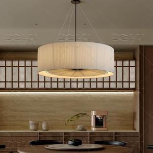 Lampe suspendue de style chinois, ronde, en tissu plissé crème, LED E27, éclairage moderne et minimaliste pour salon et chambre à coucher - Product Image 3