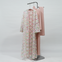 Ensemble Abaya Ouverte Broderie Florale Personnalisée Dubaï Cardigan Vente en Gros Islamique Ramadan Aïd Turquie Fleur Femme Musulmane Luxe Abaya