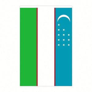 Vente en gros de drapeaux en guirlande bleus, blancs et verts de l'Ouzbékistan en polyester pour la décoration nationale - Product Image 3