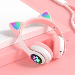 Casque sans fil dégradé RGB mignon chat oreille écouteurs avec Microphone stéréo musique jeu écouteur filles enfants cadeaux - Product Image 6