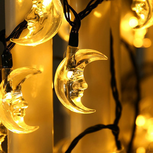Guirnalda de <span class=keywords><strong>Luces</strong></span> <span class=keywords><strong>Solares</strong></span> con Forma de Luna, 50 LED, 7 Metros, Multicolor, Impermeable, para Exteriores, Decoración de Jardín, Patio, <span class=keywords><strong>Navidad</strong></span> - Product Image 1