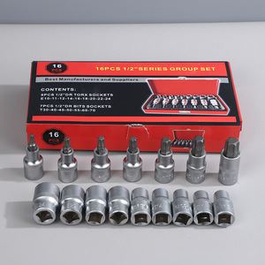 Yili Hardware 16Pc 1/2 In Torx <b>Socket</b> Set Chrome Plated Industrial Automotive Repair - Product Image 1