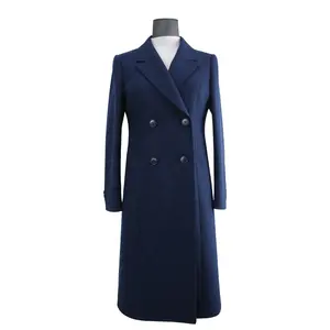 China Fabricante feita À Mão das senhoras casaco longo Alto nível Lapela mulheres Moda casaco de lã longo