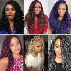 Extensiones de Cabello Trenzado de Ganchillo Goddess Locs de 18 Pulgadas, Cabello Sintético Rizado River Faux Locs, Trenzas <span class=keywords><strong>Passion</strong></span> Twist Pre-enlazadas - Product Image 5