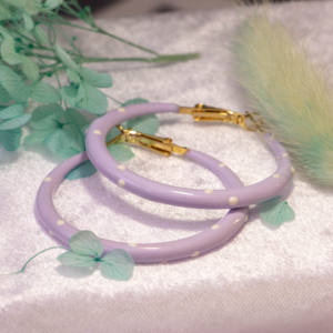 Pendientes de Aro Clásicos de Verano para Mujer, Plateados, con Resina, Diseño de Gota de Aceite, Geométricos, para Fiestas - Product Image 4